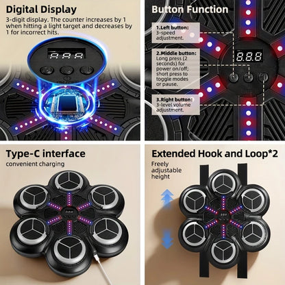 6-Button Smart Music Boxing Wall Target