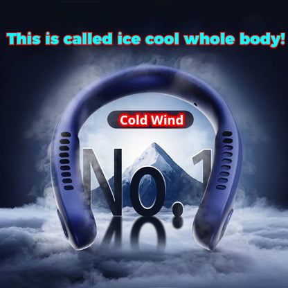 Wearable Neck Fan – USB Rechargeable, 5-Speed Cooling with LED Display