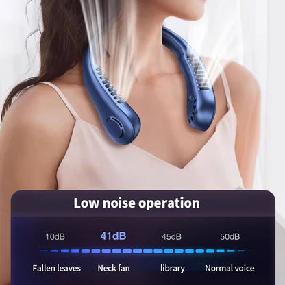 Wearable Neck Fan – USB Rechargeable, 5-Speed Cooling with LED Display