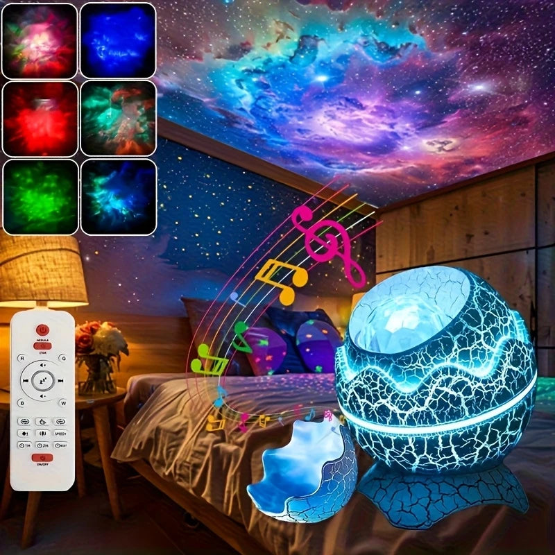 Dinosaur Egg Star Projector Night Light – Remote & Music Function