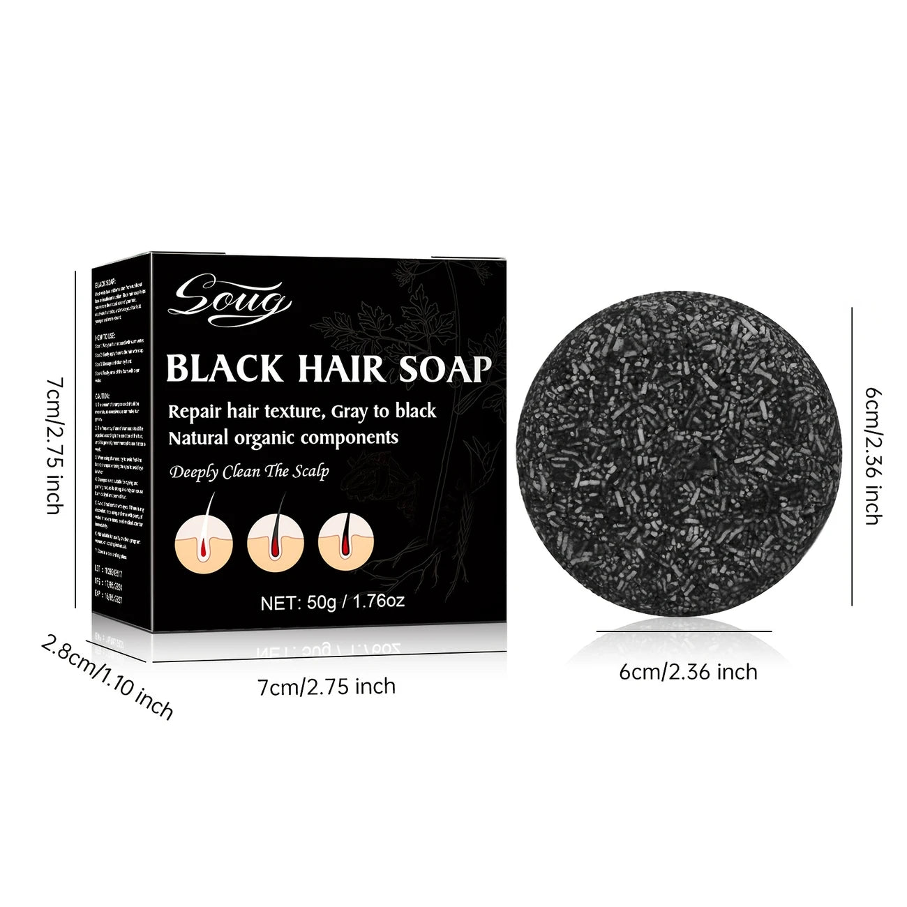 Natural Black Hair Shampoo Soap – For Men & Women