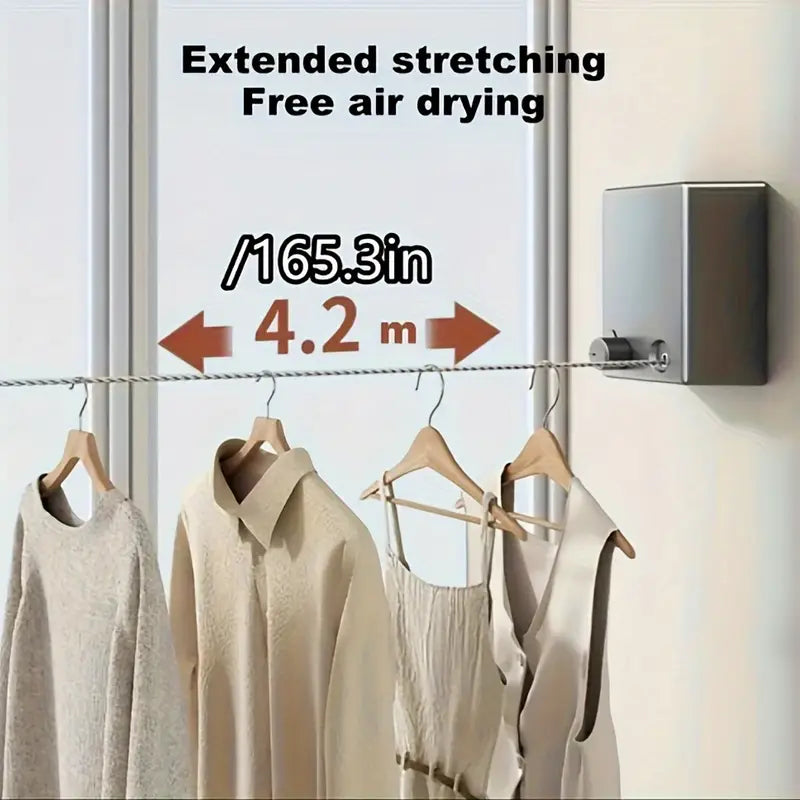 Stainless Steel Retractable Clothesline – Wall-Mounted