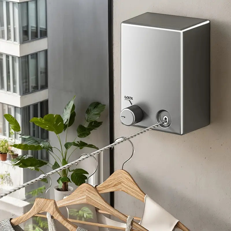 Stainless Steel Retractable Clothesline – Wall-Mounted