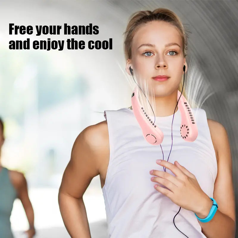 Wearable Neck Fan – USB Rechargeable, 5-Speed Cooling with LED Display
